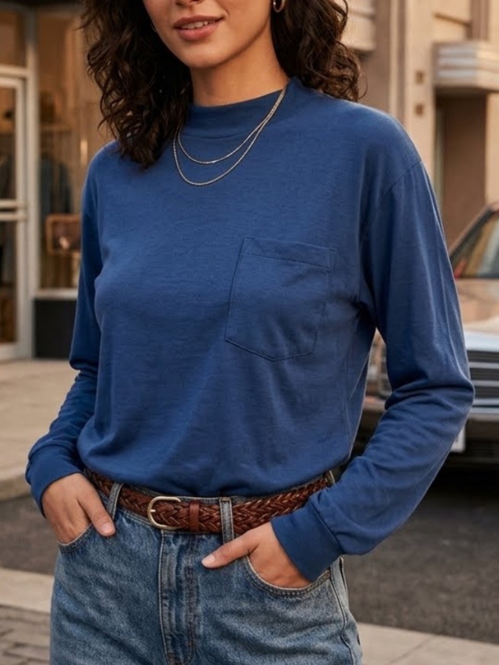 Vintage 80’s Jordache Long Sleeve Mock Neck Top Medium